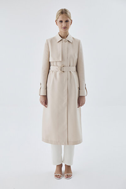 Zühre معطف واق من المطر بحجر وياقة قميص وأكمام بحزام 13723