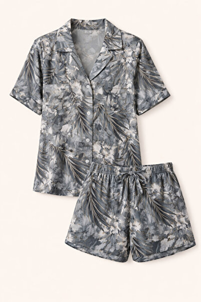 Julidress Palmiye Sa deznom Košulja kratkih rukava i šorti Premium pidžama set