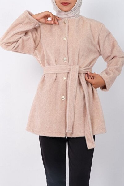 HİJABAYA Γούνινο μπουφάν με κουμπιά και δεμένη μέση