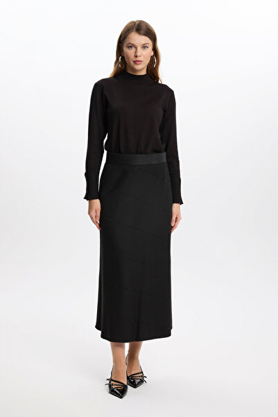 Zühre Şerit Detaylı Siyah Etek 0165