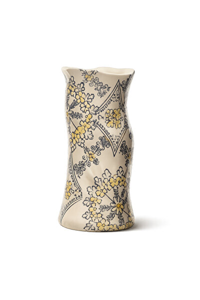 Warm Design El Boyamalı Organik Formlu Kabartma Desenli Vazo ©