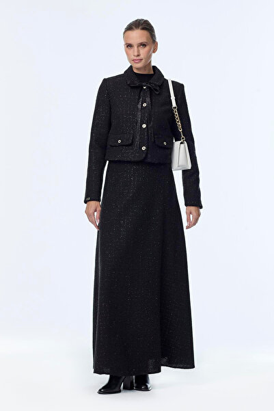 Zühre Tweed Patterned Double Black Suit 1373