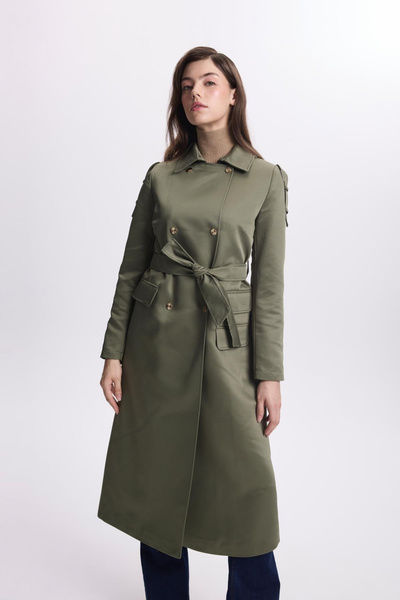 Zühre Omuz Ve Kuşak Detaylı Haki Trençkot 13636