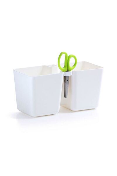 Prosperplast Ghiveci decorativ de flori, dublu, alb, 2.5 L, 24.4x11x12 cm, Tw...