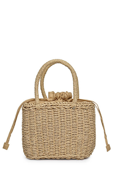 Zühre Büzgülü Hasır Camel Çanta 0045