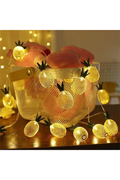 bakgelal Metal Ananas Figürlü 10lu LED Işık Zinciri, Dekoratif Ev, Parti, Yıl...