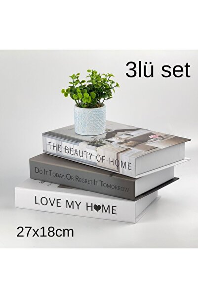 devideko 3lü Kitap Görünümlü Dekoratif Saklama Kutusu Seti, İskandinav Tarz M...