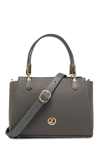 Zühre Textured Zipper Closure Hand and Shoulder Gray Bag 0047