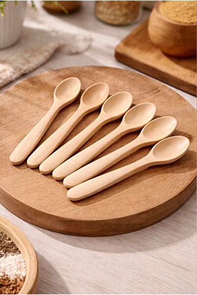 Kitchen Pembelia Bambu 6'lı Lüx Baharat Kaşığı Tatlı Kaşık