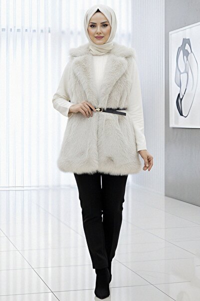 HİJABAYA Γιλέκο με ζώνη, κουμπιά και γούνινη επένδυση