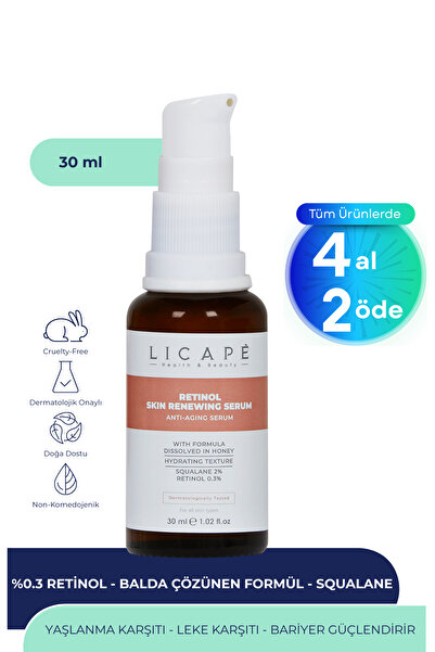 Licape Cilt Yaşlanması Karşıtı Aydınlatıcı %0.3 Retinol Serum 30ml