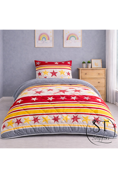 Shopyteks Single Fan Patterned Double-Sided Wellsoft Sleeping Set