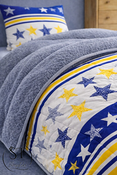St Shopyteks Single Fan Patterned Double-Sided Wellsoft Sleeping Set