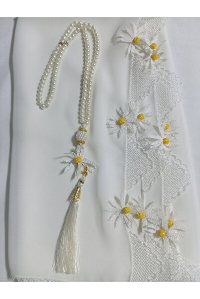 NUMİSTORE İğne oyası beyaz renk namaz örtüsü