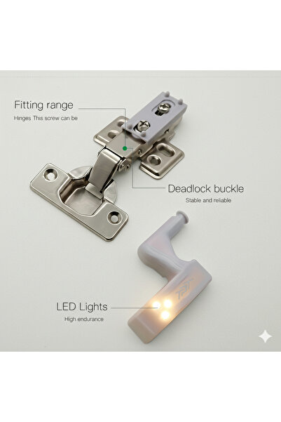 TPT Dolap Kapak İçi LED Menteşe Işığı – Pilli, Otomatik Aç/Kapa, Basmalı Düğm...