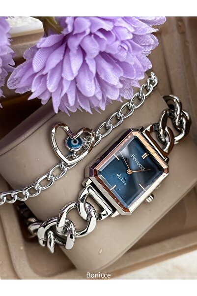 Ferrucci Chain Model (Additional Link) Stylish Box, Silver Color Steel Cord, ...