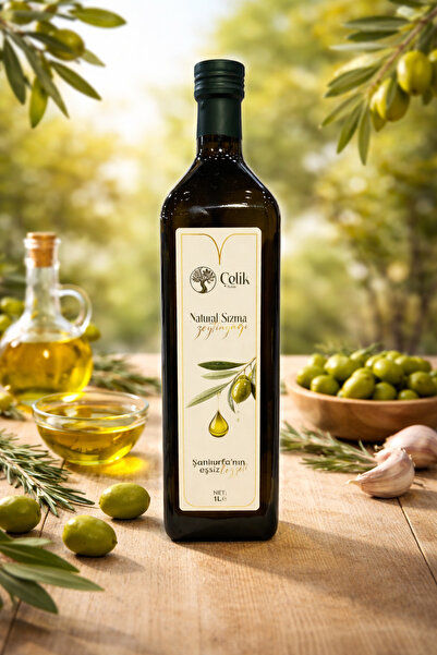 Çelik 1 Lt Naturel Sızma Zeytinyağı Cam Şişe