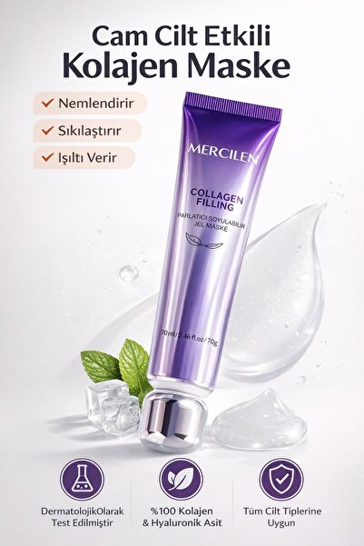 mercilen Soyulabilir Kolajen Jel Yüz Maskesi - Cam Cilt Etkili Kore Yüz Maske...