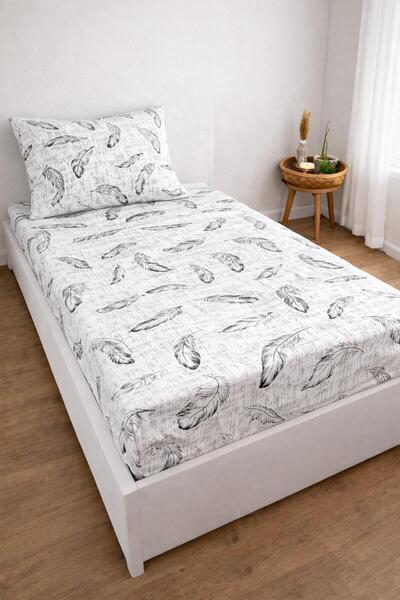 Arma Concept Single Ranforce Fabric Feather Pattern Fitted Elastic Sheet & 1 ...