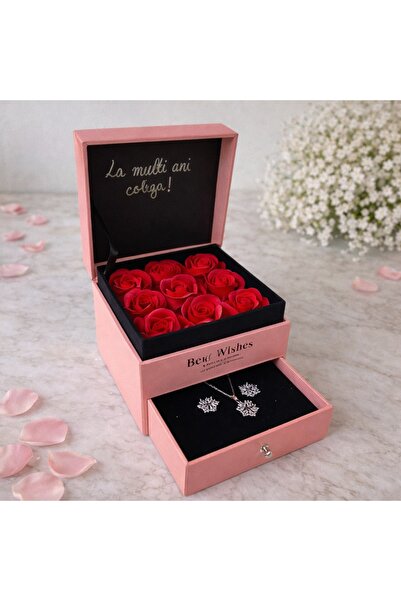 velve Cutie cu sertar Wend,mesaj text "La multi ani, colega!",9 trandafiri sa...