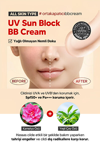 3W CLINIC Renk Eşitleyici Ve Spf 50 Pa +++ Güneş Koruyucu Açık Renk Bb Krem Bb Cream Uv Sun Block