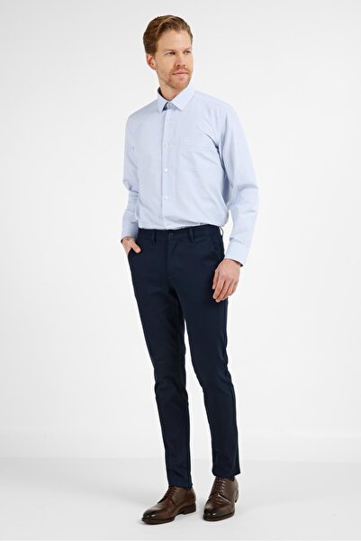 İmza Men's Dark Navy Blue Side Pocket Cotton Slim Fit Chino Trousers 1003255155