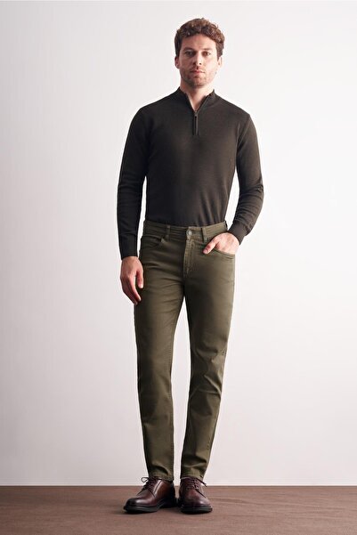 İmza Καφέ 5 Pocket Casual εφαρμοστό Βαμβακερό παντελόνι 5 Pocket 1003255318