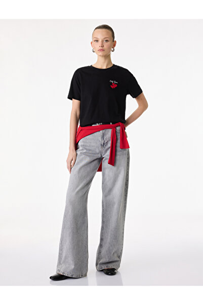 Koton Βαμβακερό μπλουζάκι με κοντό μανίκι κανονικής εφαρμογής