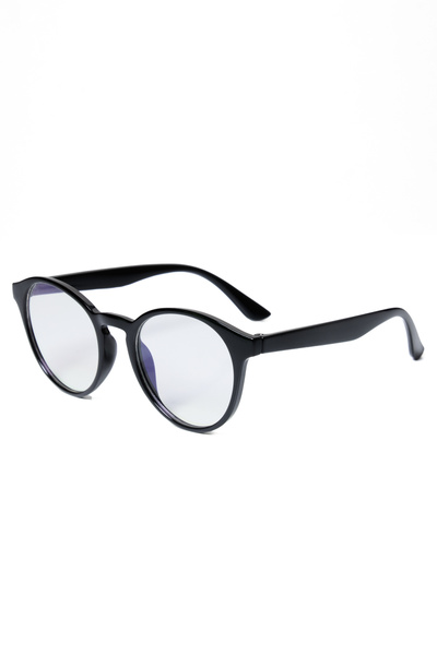 Verano Premium Mavi Işık Korumalı Şeffaf Cam Siyah Çerçeve Unisex Yuvarlak Gö...