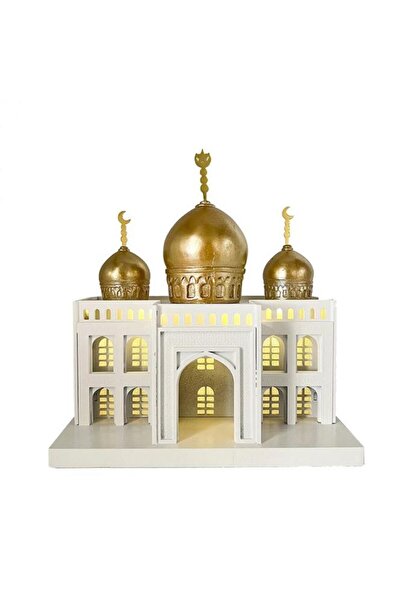 Mado Gallery Wooden LED Mosque – Ramadan & Eid Tabletop Decoration, Gold Dome...