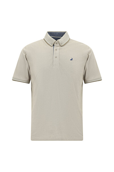 Kiğılı Tricou cu guler polo din bumbac, cu broderie și model, croială normală