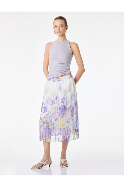 Koton Fusta subțire din șifon cu pliuri și imprimeu floral