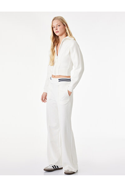 Koton Cotton Ribbed Knitwear Long Wide-Leg Sweatpants