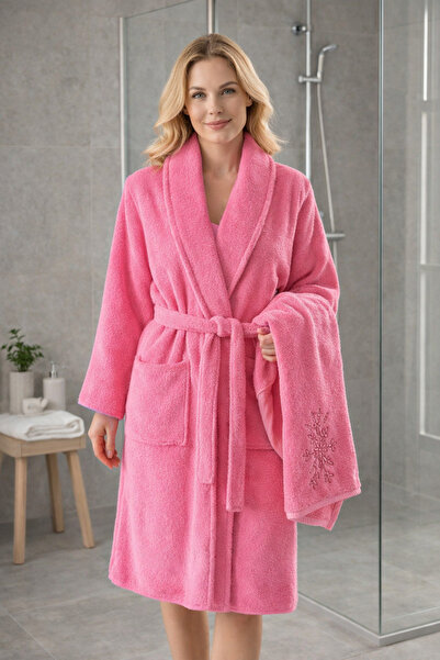 Cottonest Set de 2 halate de baie cu prosoape bleumarin