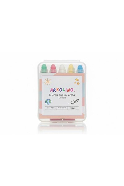 Arkolino Creioane cu Creta Lavabila 5 Buc – Non-Toxice, Suport Retractabil – ...