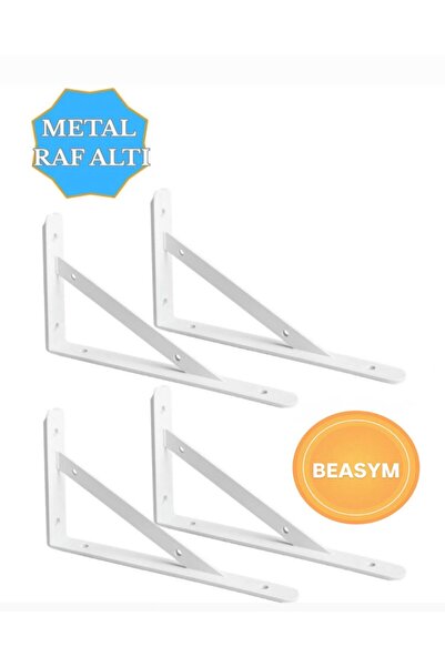 Beasym Raf Altı Dekoratif Raf Tutucu Ayak Ferforje Beyaz 15X23 cm 4 Adet