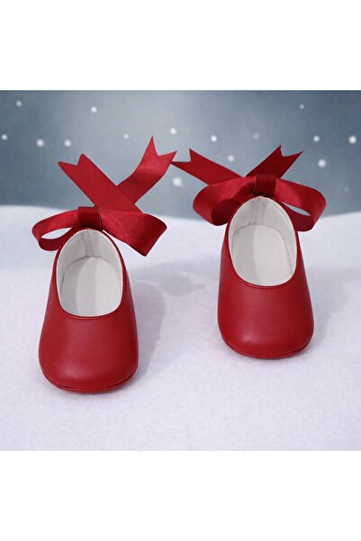 Kindo Baby Kırmzı Yenidoğan Bebek babet Ayakkabı Bebek patiği