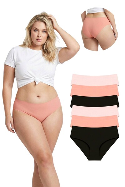 Newlilla 307 Women's Seamless Laser Bato Pack of 6 Panties