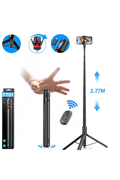 RaSteff Selfie stick multifunctional, Sistem deschidere Pop-UP, 33cm-177cm, T...