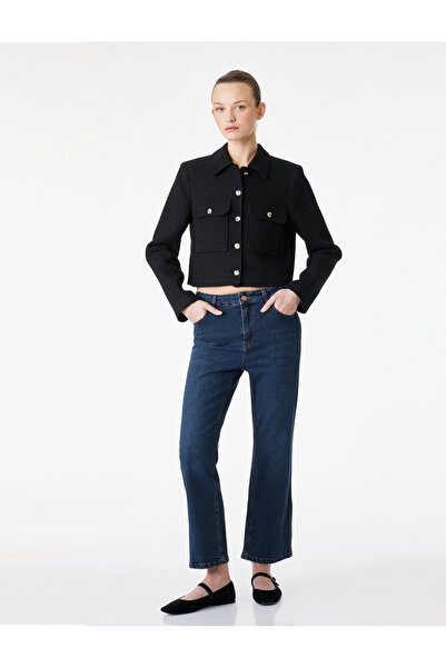 Koton Cepli Düğmeli Uzun Kollu Tüvit Ceket