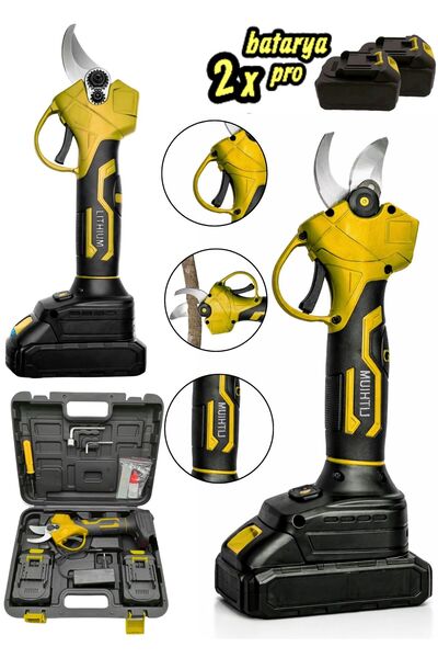 MOONSHOP 256 Vf Çift Akülü Çelik Şanzuman Göstergeli Şarjlı Dal Ağaç Kesme Ba...