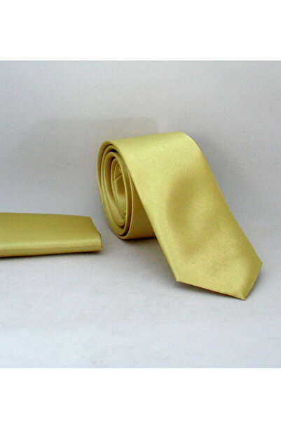 Gaffy Svetlozlatá tenká jednofarebná saténová kravata - SS-36