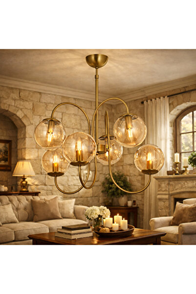 HubRom Lustra HubRom, SINIR 5006-8080-52 65x65xHmax95 cm 6xE14-40W Antiq