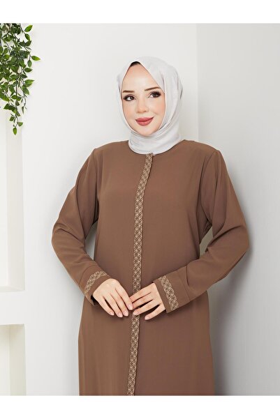 ESLEMNUR Gündelik Hac Ve Umrelik Nakış Ve Taş Detaylı Ferace