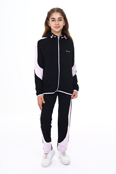 Toontoy Girl's 2-Piece Set Printed Hooded Zippered Sweatshirt with Pockets & ...