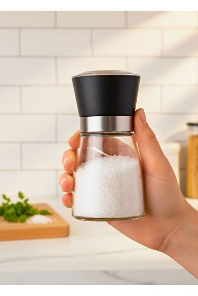 Jet's Home Practical 13 cm Glass Salt and Pepper Mill – Modern Grinder with D...