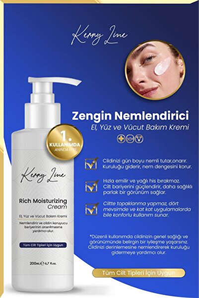 Kerry Line Nemlendirici El,Yüz,Vücut Bakım Kremi 200 ml