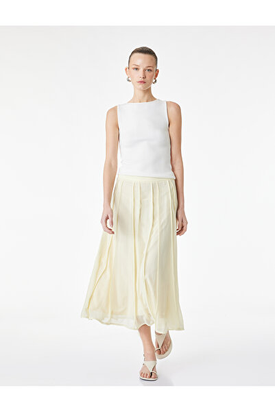 Koton Standard Waist Pleated Midi Chiffon Skirt