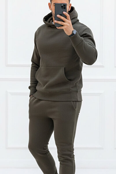 Runades Ανδρικό σετ αθλητικής φόρμας με κουκούλα με ράστερ και ελαστικά πόδια...