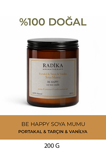 Radika Aromatherapy Doğal Soya Mumu | Be Happy | Mutluluk Veren Koku | Soy Wax